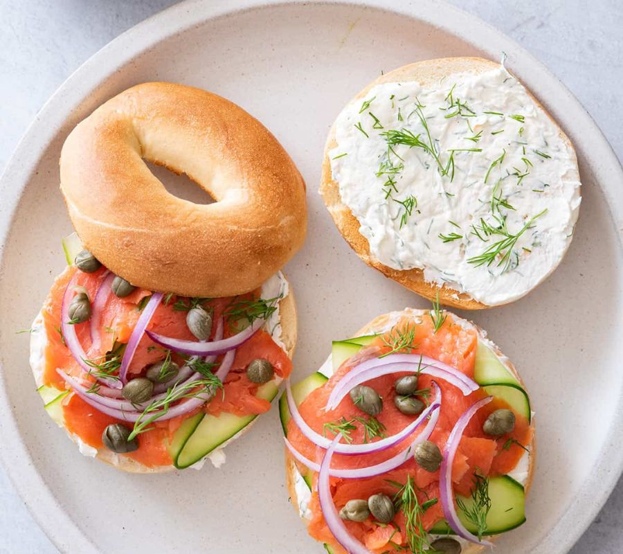 Smoked Salmon and Cream Cheese Bagels