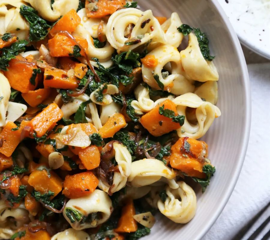 Warm Kale & Butternut Squash Pasta Salad